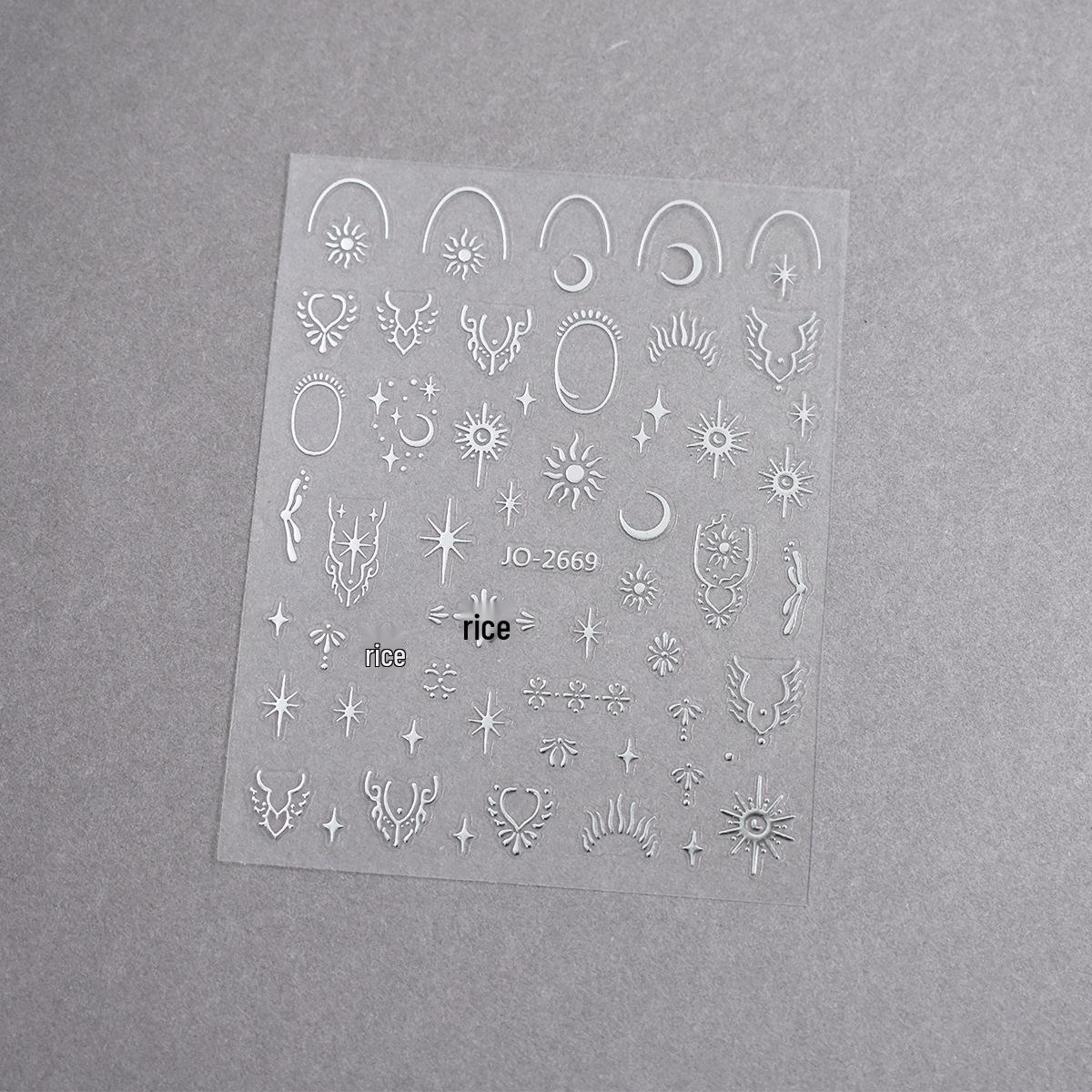3D Gold & Silver Star, Moon, and Sun Nail Stickers