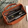 Johnature Retro natürliche weiche Rindsleder Frauen Tasche handgemachte große Kapazität Handtasche lässige Umhängetaschen