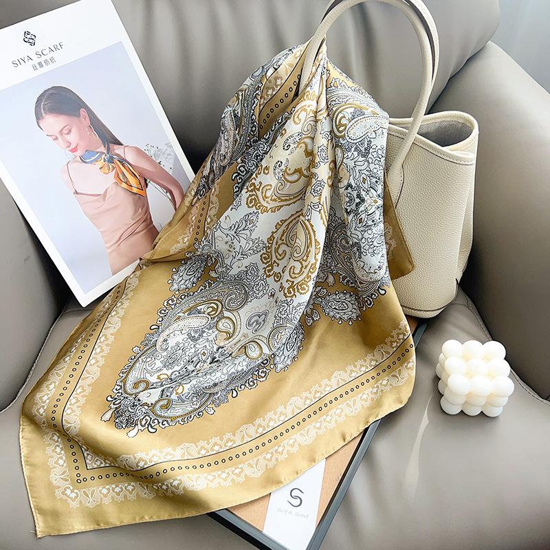 European and American classic cashew pattern silk scarf women's trend versatile scarf shawl imitation silk square scarf headscarf