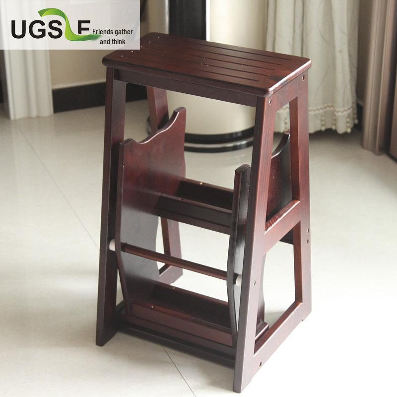 Nowoczesny Minimalistyczny Wielofunkcyjny Składany Stołek Schodkowy i Drabina z Litego Drewna Sosnowego