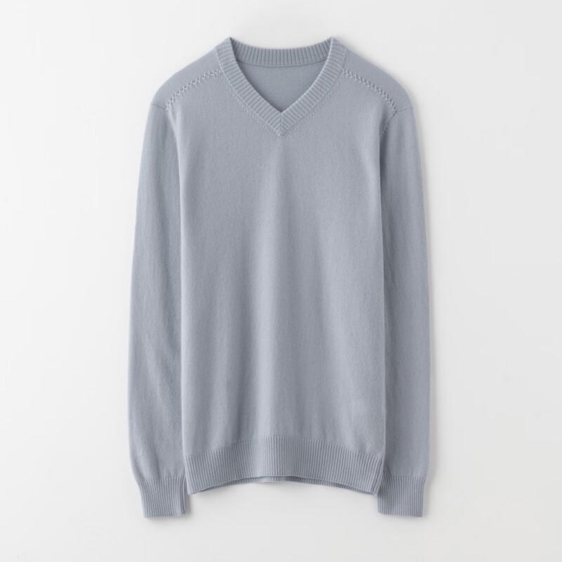 Sinuofude Men's V-Neck Wool & Cashmere Sweater