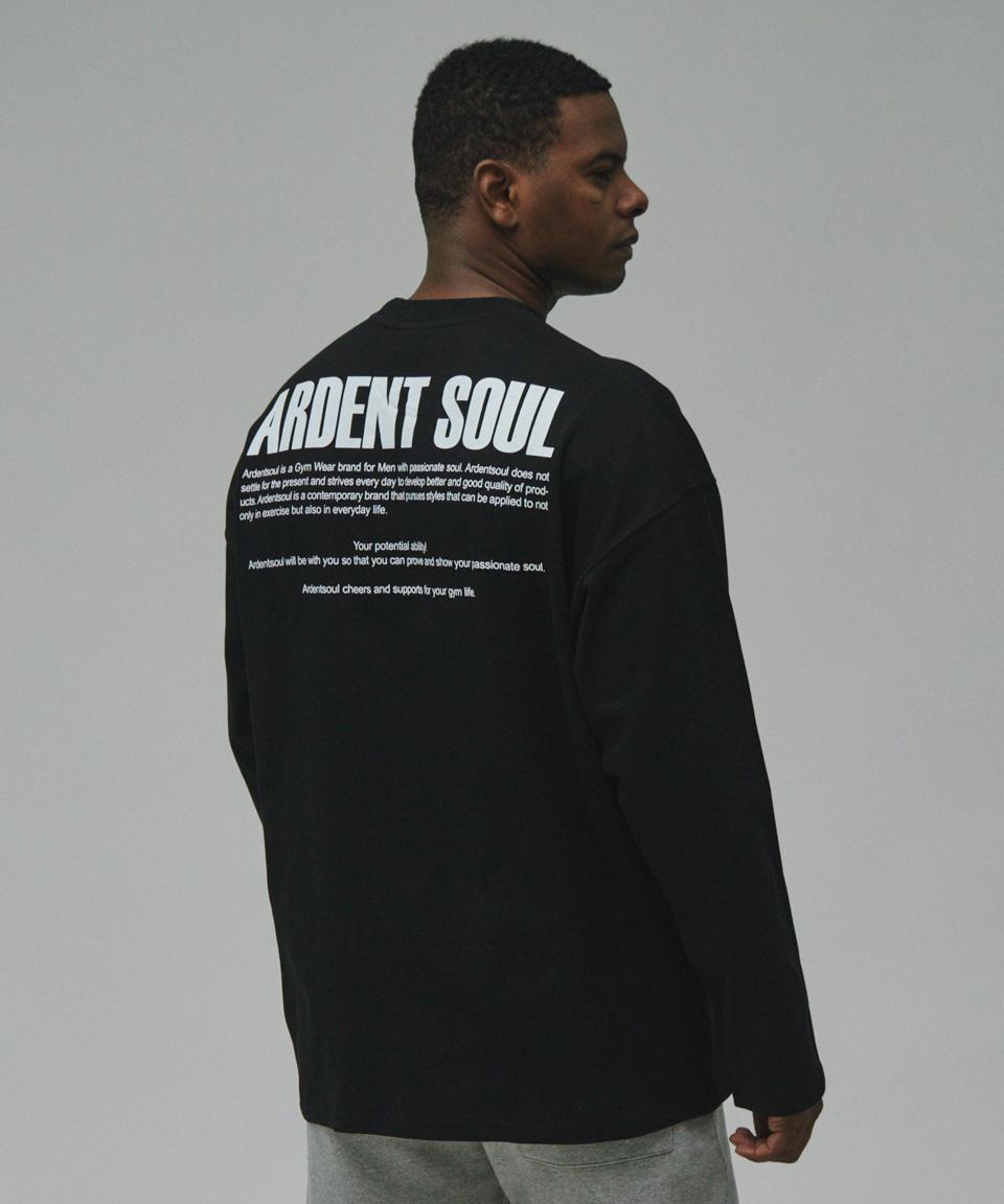 Adent Soul, Signature Back Logo Semi-Overfit Long Sleeve Tee (Black) Xxl