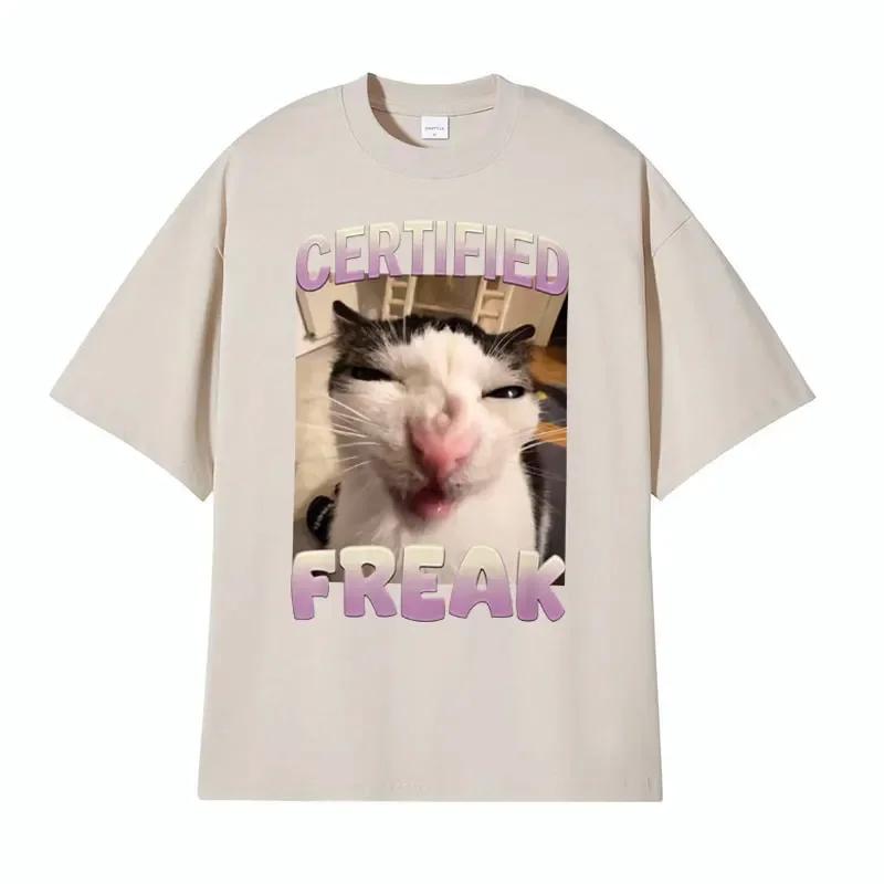 Certified Funny Cat Meme Tshirt with Humorous Cat expressionsUnisexs Summer Fashion Oversized Tshirt