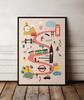 Plakat mapa mapy Londyn ilustracja w czarnej ramie