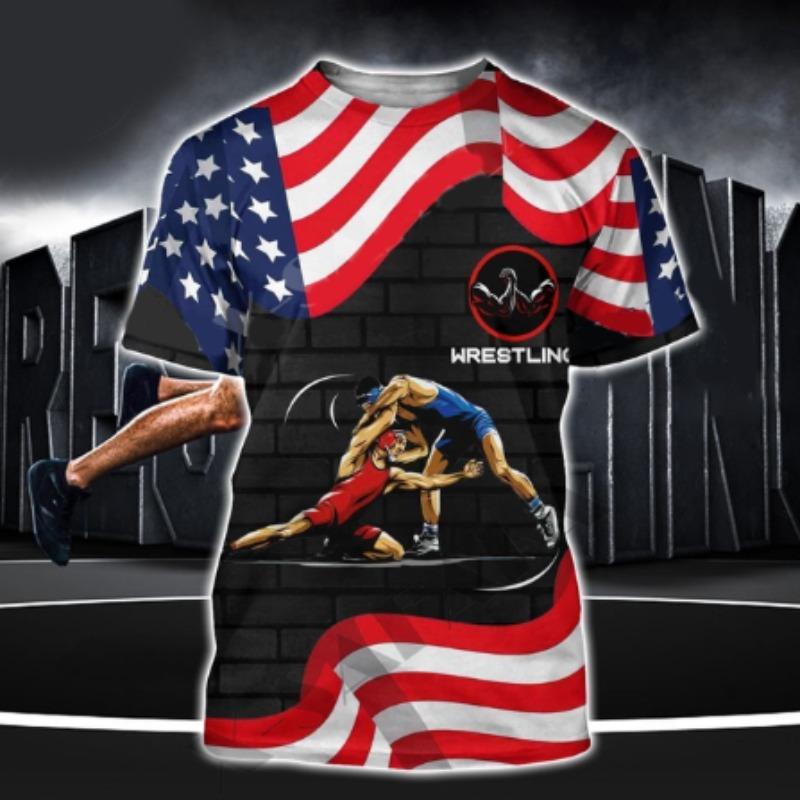 Sport Summer Men'S T-Shirt Wrestling Taekwondo Casual Sport O Collar Quick Dry Loose Short Sleeved Fashion Street Fitness Top