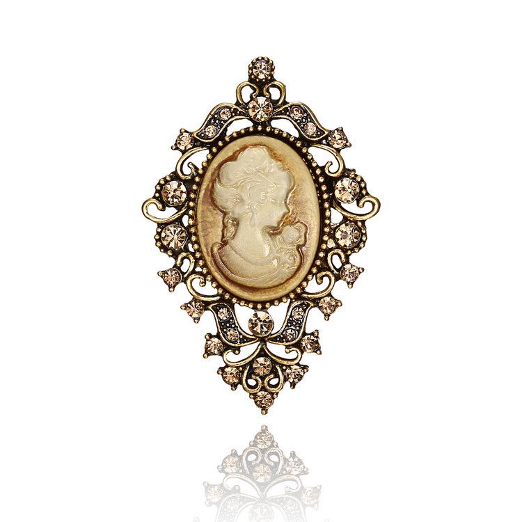 Broche de Moda Retrô Europeu e Americano para Retrato de Beleza