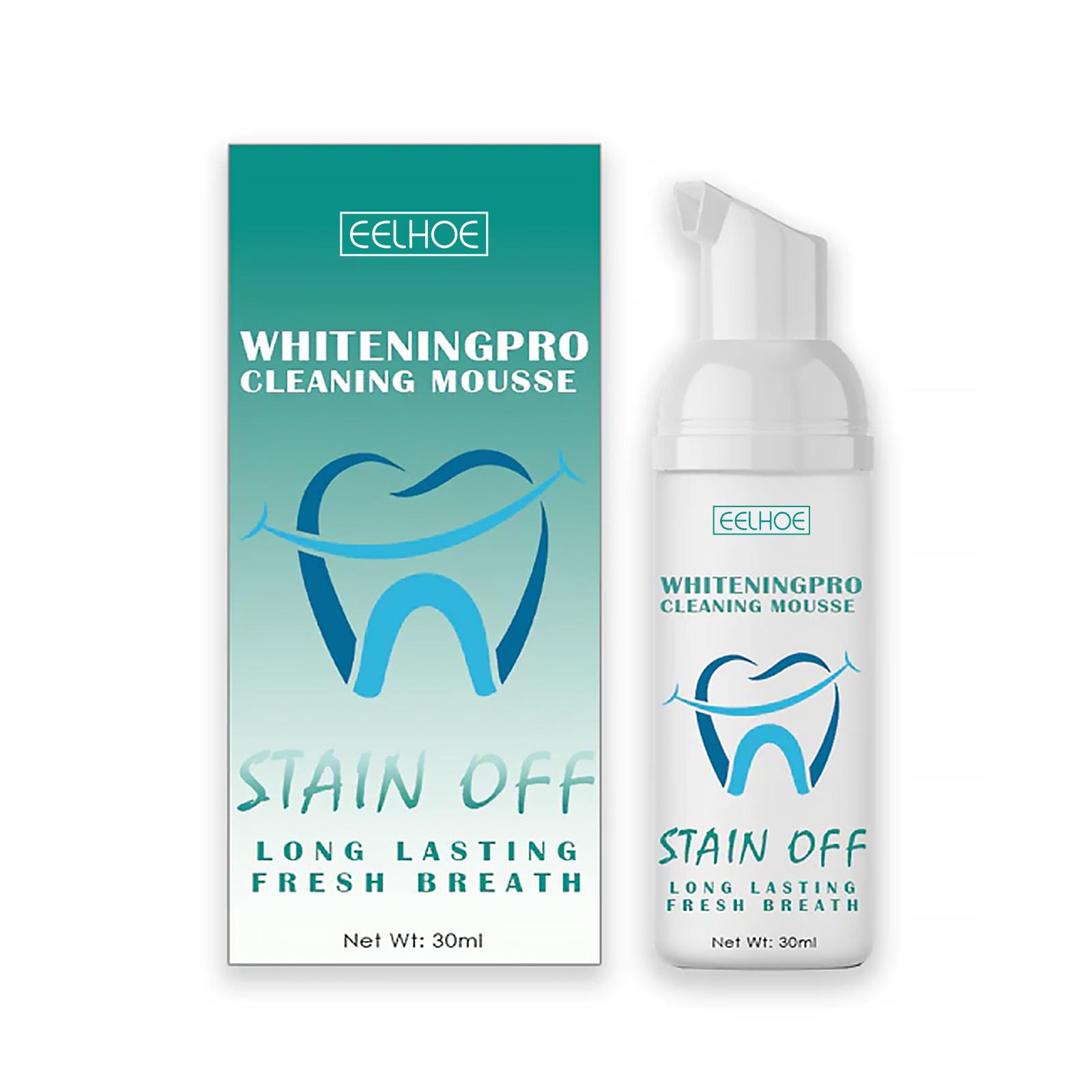 EELHOE Отбеливающая очищающая мусс-паста для зубов, глубокая очистка пятен, свежее дыхание, отбеливающая зубная паста