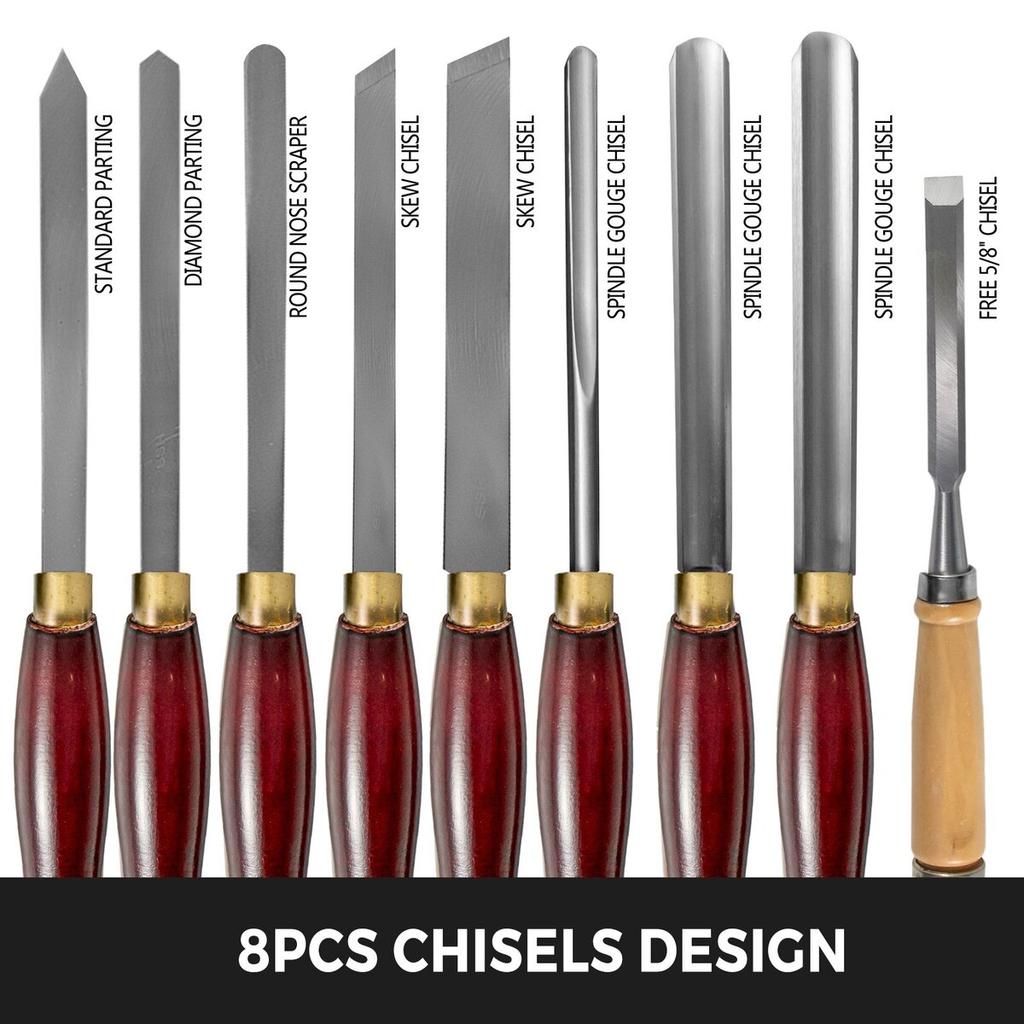 Wood Chisel Sets 8pcs Lathe Chisels 7INCH/17CM Woodworking Chisels 9INCH Wood Lathe Tools Wood Chisels Lathe Tools Wood Tool Box for Wood Carving Root