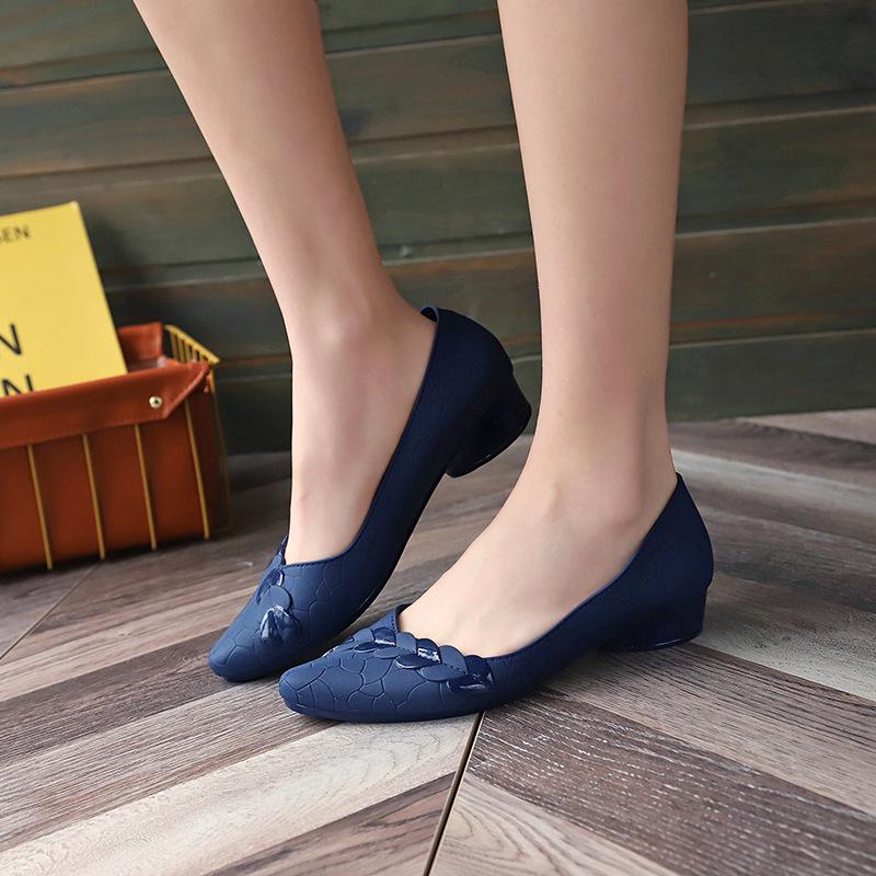 

Женские летние низкие сандалии-желе: Модная корейская повседневная водонепроницаемая обувь 36 синий