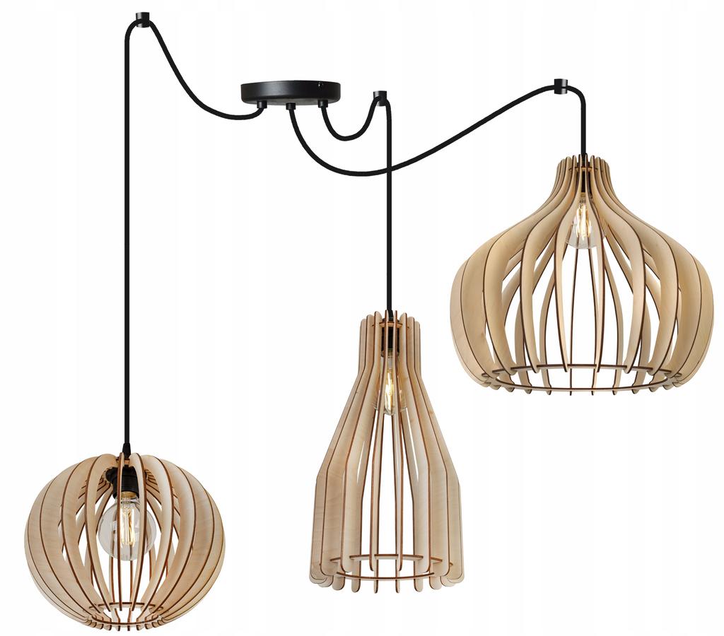 MODERN WOODEN CEILING HANGING LAMP MIX LED