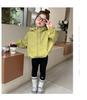 Autumn 2025 Korean Style Girls' Hooded Windbreaker Coat with Double Zipper