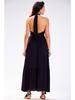 Black Viscose Maxi Dress with Open Back Size S