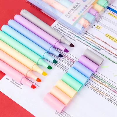 8Pc Macaron Series Highlighter Art Markers Pastel Fluorescent Pens Graffiti Drawing School Office Stationary Supplies