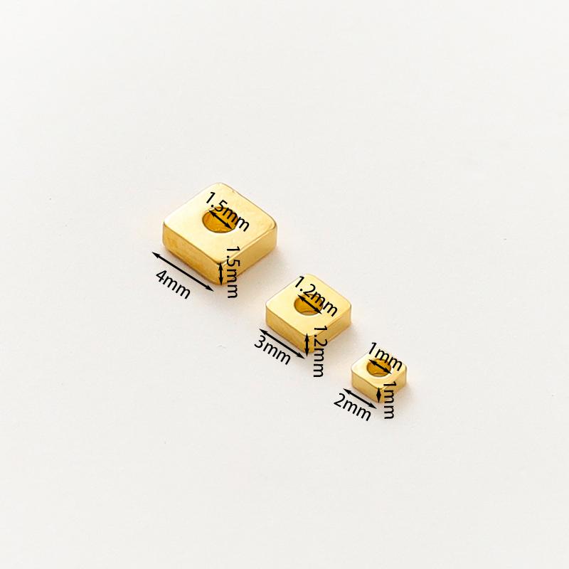 30-100pcs/lot 14K 18K Gold Silver Plated Square Flat Loose Spacer Beads Bracelet Decorate Beading For DIY Jewelry Crafts Finding