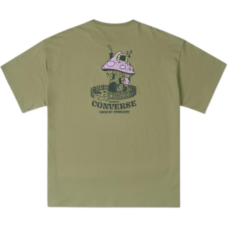 Converse T Shirts Men's Green Crew Neck Moderate 10026423-A03