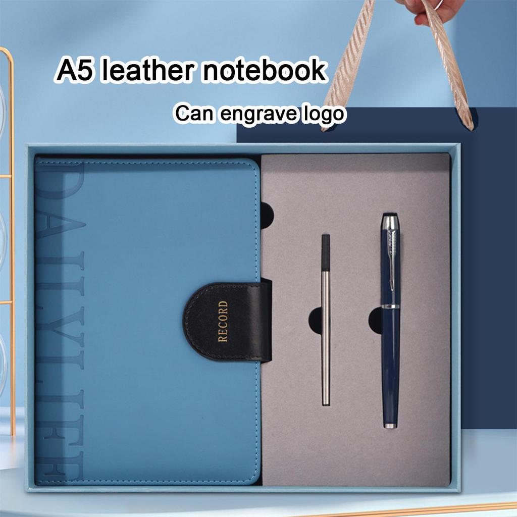 A5 Thick Leather Business Notebook, Buckle Office Notepad, Meeting Record Book, Travel Log, Diary, Student Notebook, Excerpt Book