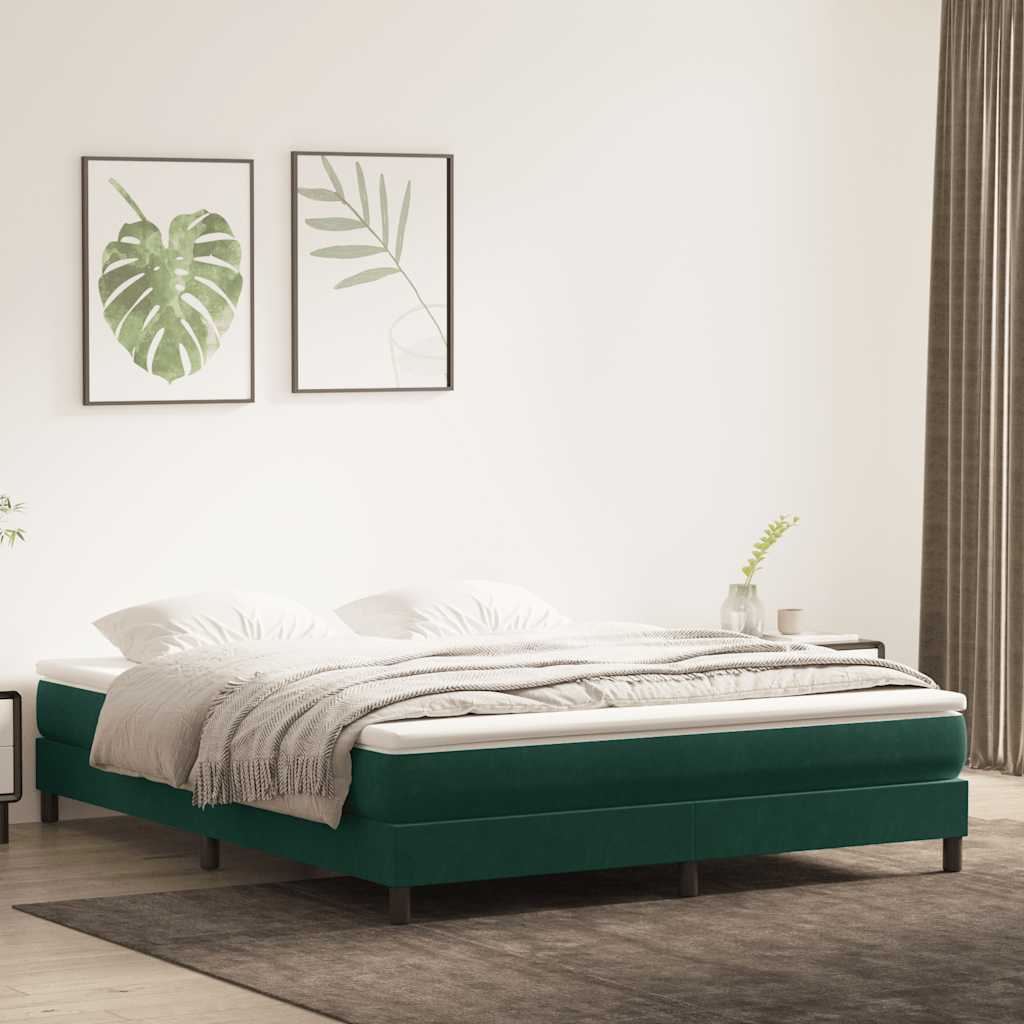 Box Spring Bed without Mattress Dark Green 180 x 220 cm Velvet
