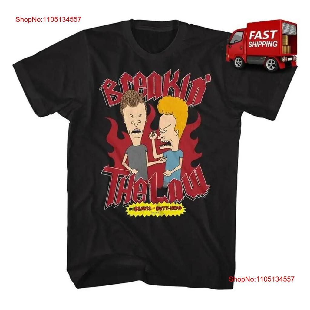 Beavis and Butt Head Breaking The Law Black T Shirt Vintage Washed Unisex Slightly Graphic Designer Clothes Comfortable