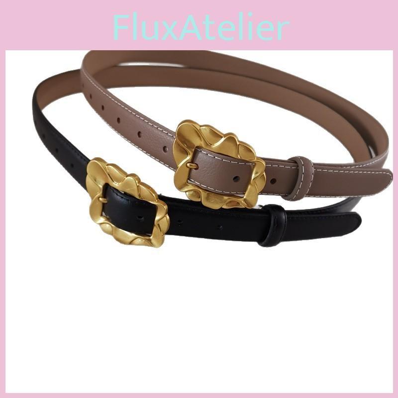 Leather Belt Women With Flowers Shaped Metal Buckle For Daily Casual Use Office