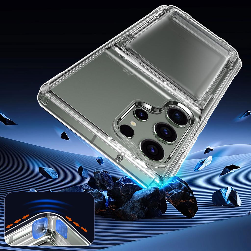For Samsung Galaxy S23 Ultra Cell Phone Case Clear PC+TPU Flip Card Slot Cover
