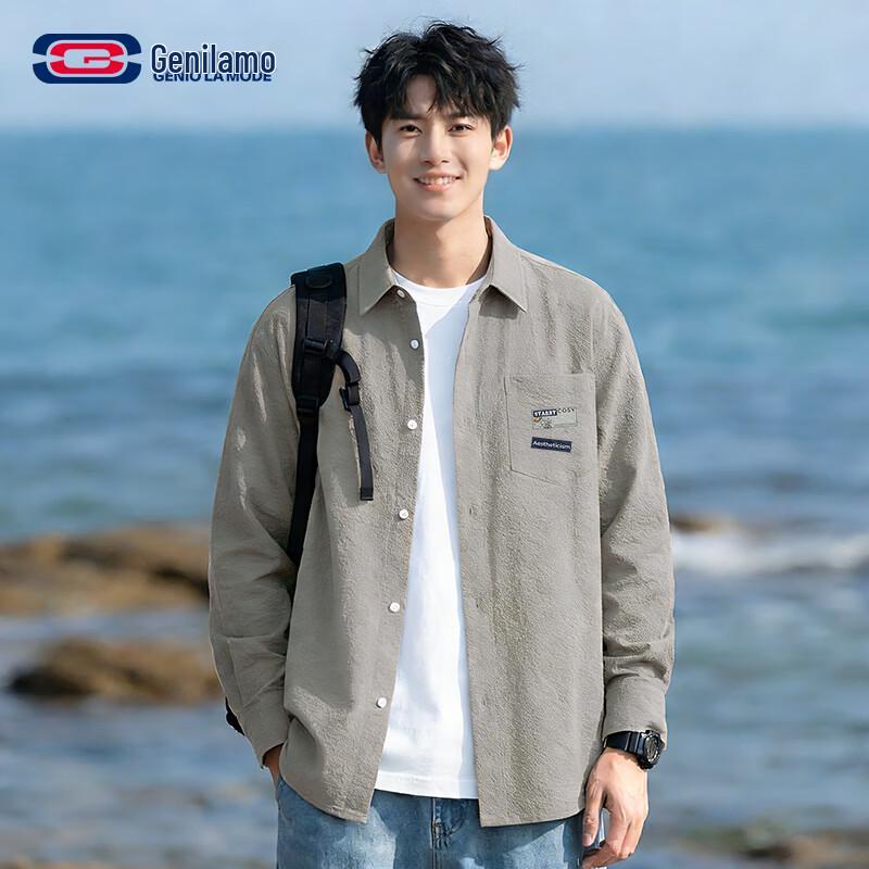 GENIOLAMODE Men s Casual Outdoor Long-Sleeve Shirt XL