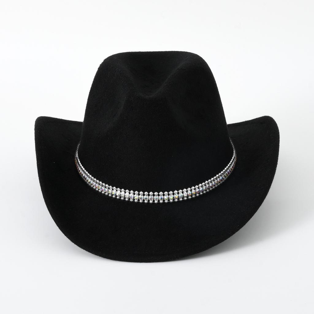Men's and women's fedora hats, fashionable French jazz hats, three-dimensional rhinestones, silver square diamonds, and beach travel.
