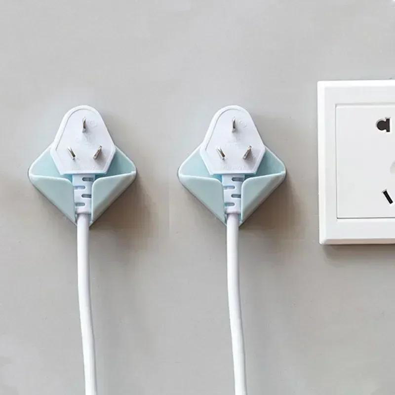 2Pcs Storage Holders Racks Wall Hanging Hook Saving Racks Self Adhesive Folding Socket Kitchen Appliance Wire Plug Power Cord