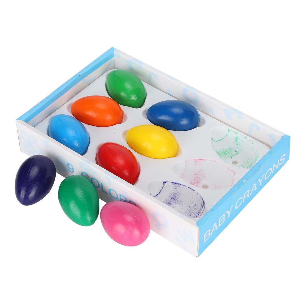 9 stk Maling Egg Fargestifter Vaskbare Barn Maling Tegneverktøy Leker Kunstutstyr