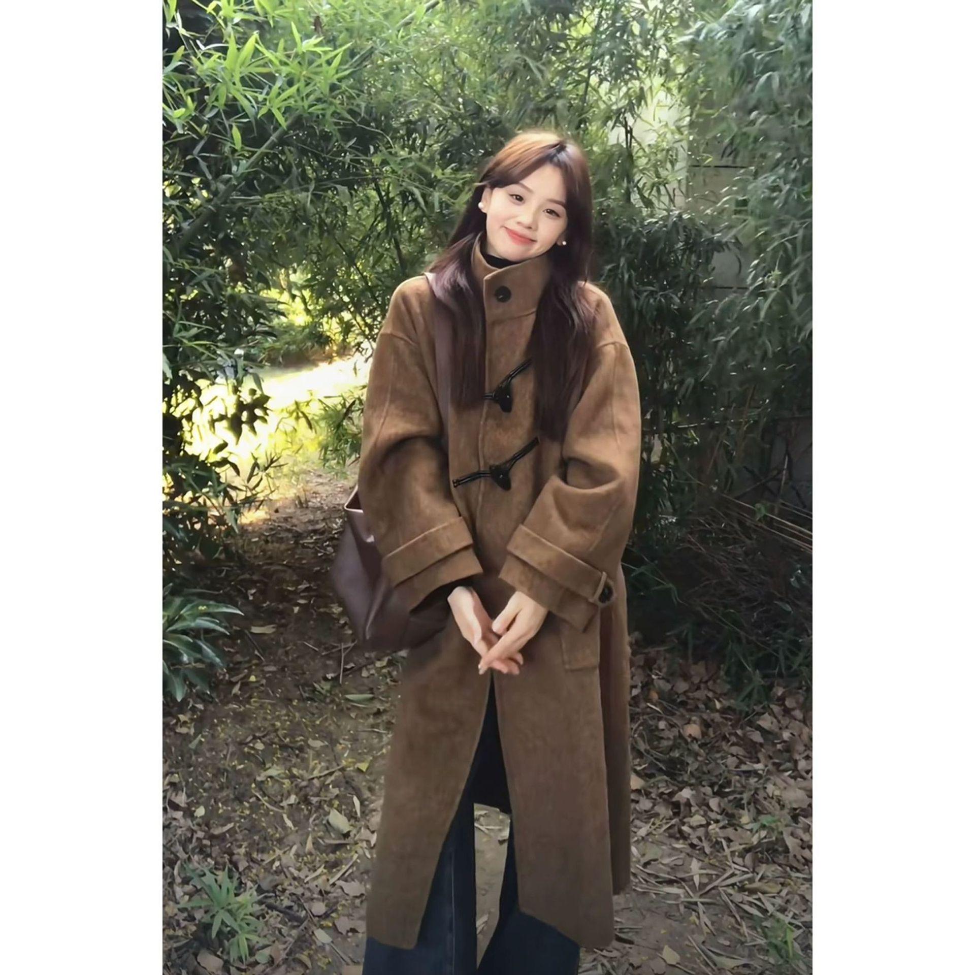 

Пальто из шерсти в корейском стиле - Женское маленькое пальто Хепберн, коллекция осень 2025 2XL (for 134-143 jin) коричневый