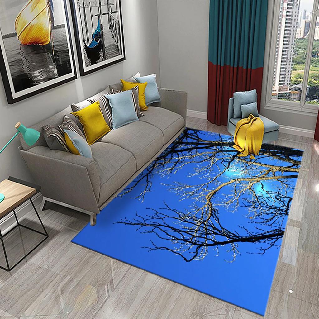 3D Branch Carpet Winter Tree Without Leaves Pattern Carpet Doormat Kitchen Bathroom Anti-Slip Living Room Bedroom Floor Mat Rug