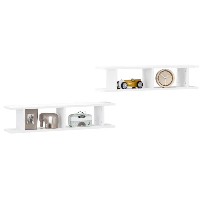 VidaXL Étagères murales 2 pcs Blanc 90x18x20 cm Aggloméré