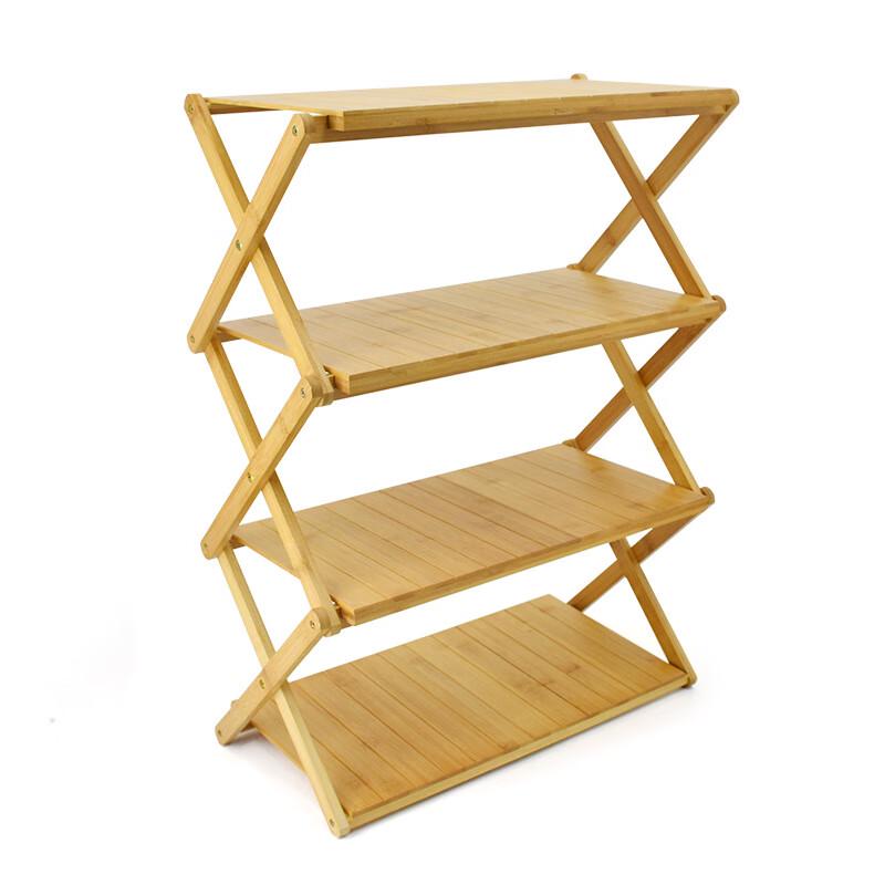 Tri-polar Outdoor Bamboo Folding Storage Shelf