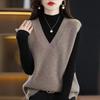 In Stock 2026 Spring/Autumn Women's V-Neck Sleeveless Knit Sweater Vest - Korean Style
