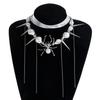 Silver leather spider fringed collarbone chain Y1K subculture light luxury niche Spice Girl necklace
