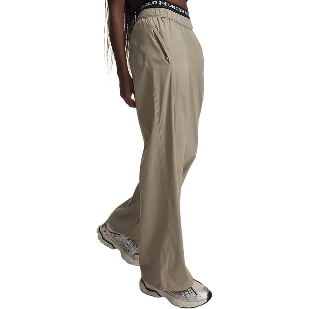 Under Armour Elastic Solid Loose Comfortable Casual Pants Women bottoms Brown Gray 6014752-203