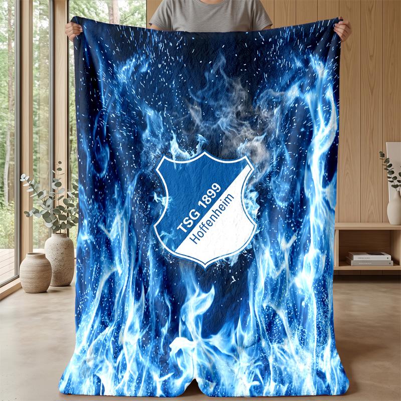 TSG Hoffenheim FC Weiche Flanell-Fleece-Decke Leicht Gemütlich Warm Überwurfdecke für Sofa Bett Heimdekoration