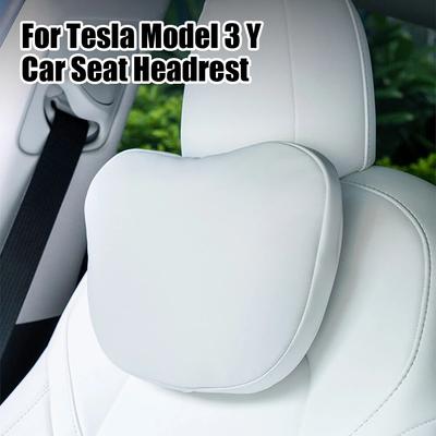 Tesla Model 3 Y için Yumuşak Hafızalı Boyun Yastığı Baş Desteği Bel Desteği Yüksek Kaliteli Deri Araba Koltuğu Boyun
