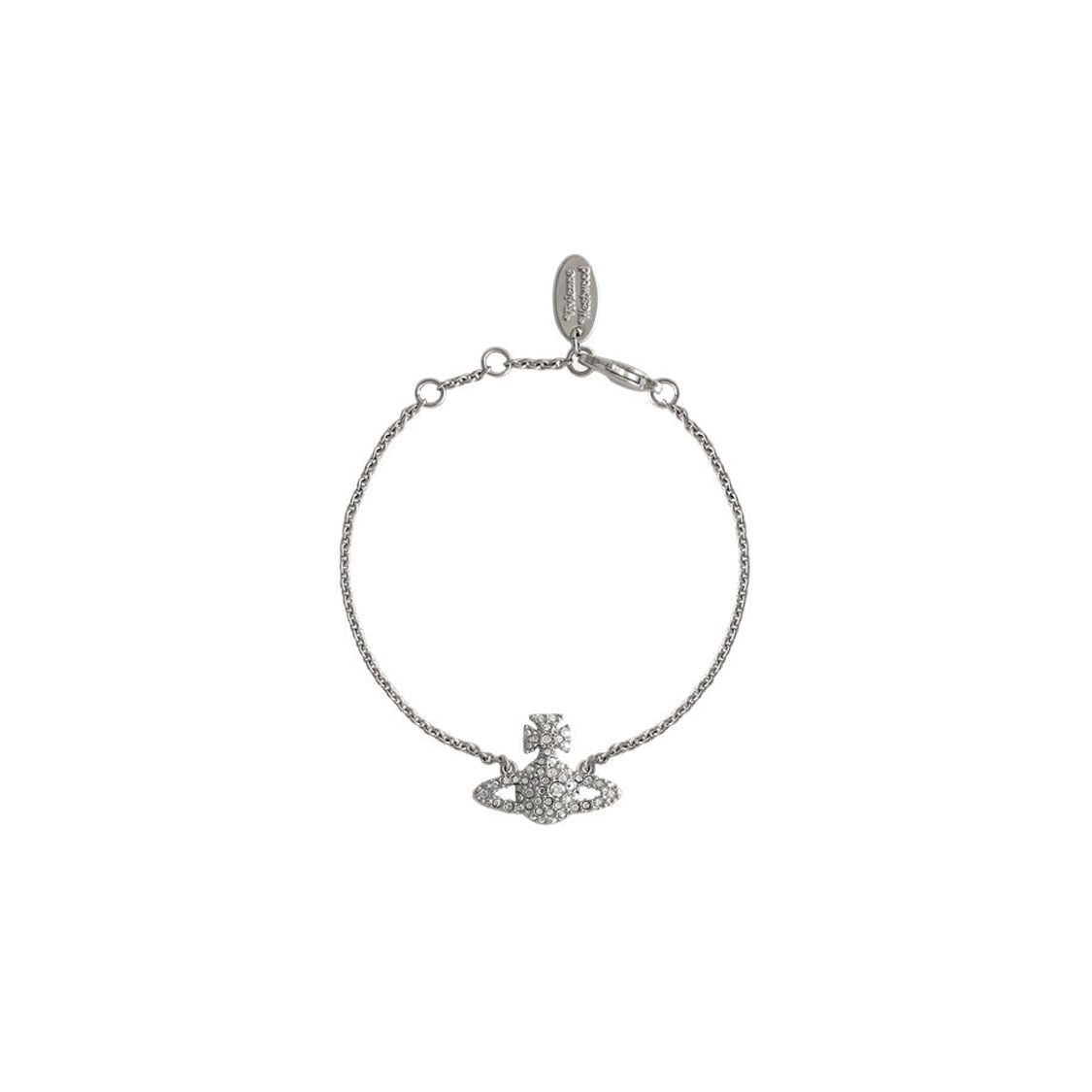 Vivienne Westwood Grace Bas Relief Full Crystal Saturn Bracelet Women bracelet Brass Silver 6102005402P116P116 Box