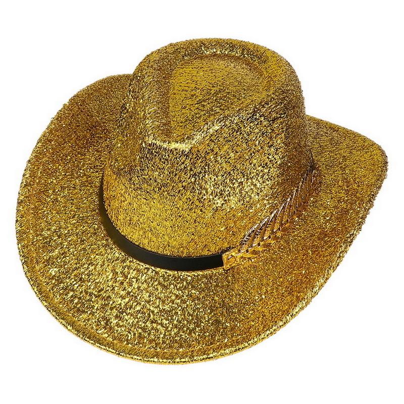 Glitzerndes Cowboyhut Unisex Westernstil Breiter Rand Fedora Hut für Party Festival Cosplay