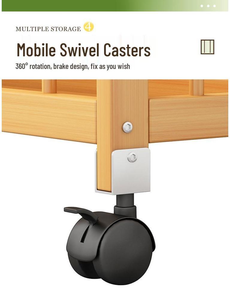 Movable Narrow Kitchen Storage Rack: Multi-Layer, Floor-Standing, Multi-Functional Organizer for Seasonings and Daily Essentials