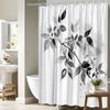Black and white watercolor shower curtain gray branches simple gradient design waterproof shower curtain machine washable