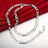 Wholesale 925 Sterling Silver Men Flat Sideways Chain Necklace 4MM 16"-30"