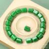 8x10mm Jade Gemstone Dry Green Straight Barrel Beads for DIY Bracelets and Jewelry