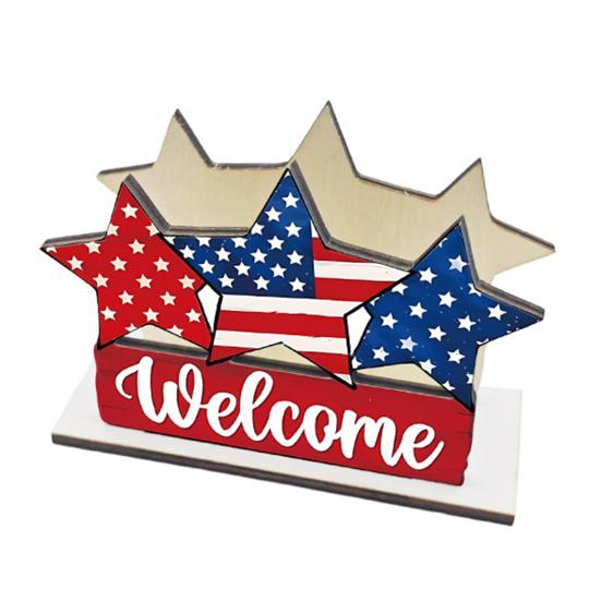 4th of July Napkin Napkin Dispenser Red Holder Patriotic Wooden Blue White Tissue D