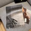 100% Pure Wool Scarf Female Winter Warm Cashmere Shawl Checkerboard Grain Design Couple Accessory Premium Sense Windproof Scarf
