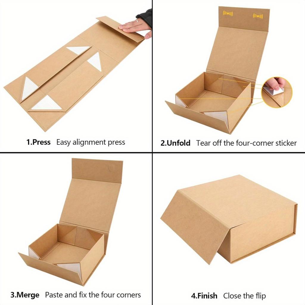 1 Stück braune Geschenkboxen aus Kraftpapier für Geschenke mit Deckel und Magnetverschluss, rechteckig, zusammenklappbar, für Brautjungfern-Antragsboxen, Hochzeits- und Geburtstagsgeschenkverpackungen