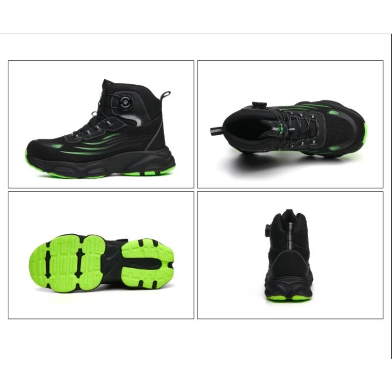 Men's Safety Shoes High Top Work Safety Shoes Steel Toe Sneakers Rotation Button Anti-smash Antipuncture Steel  Safety Boots