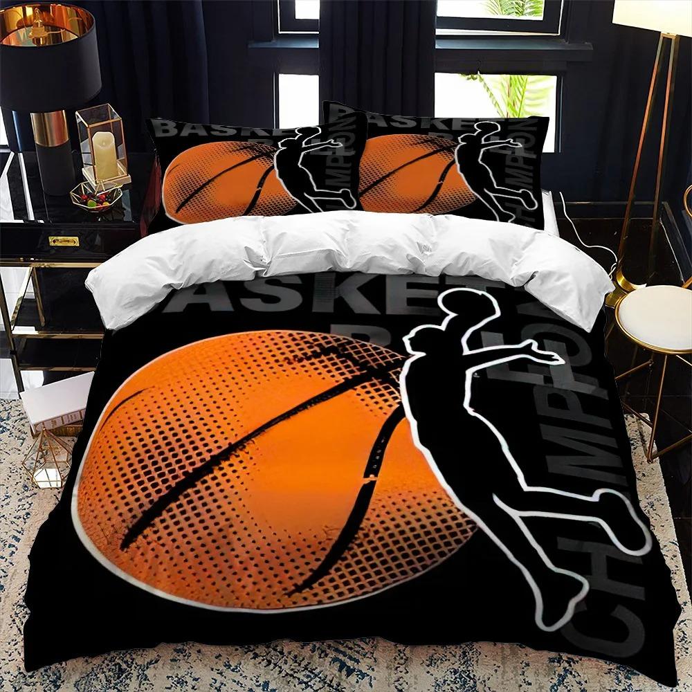Housse de couette et taie d'oreiller de basket-ball pour garçon, Ensemble de literie pour fille, Housse de couette Jumeau Double Décoration de lit de chambre pour adolescents Meilleurs Cadeaux 100x135cm (2pcs)
