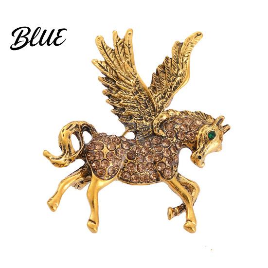 Wear-resistant Winged Horse Pin Flying Brooch Rhinestone Lapel Sparkling Retro