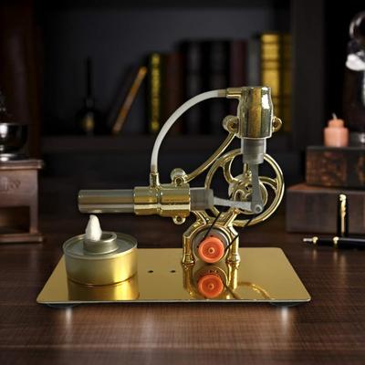 Model Motor cu Abur Realist Motor din Cupru Decor Motor Metalic Miniatură pentru Serviciu Greu Ornament de Birou Jucărie Educativă pentru Învățarea Științei pentru Copii